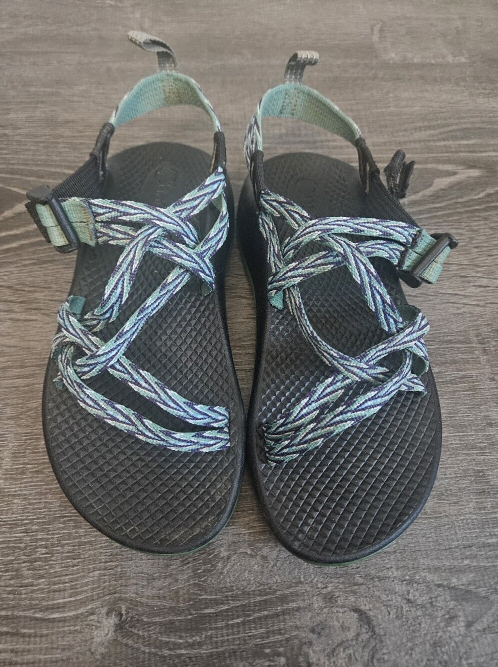 Chaco Big Kids ZX/2 Classic Double Strap Sandals Blue Green Teal Toe Loop Youth